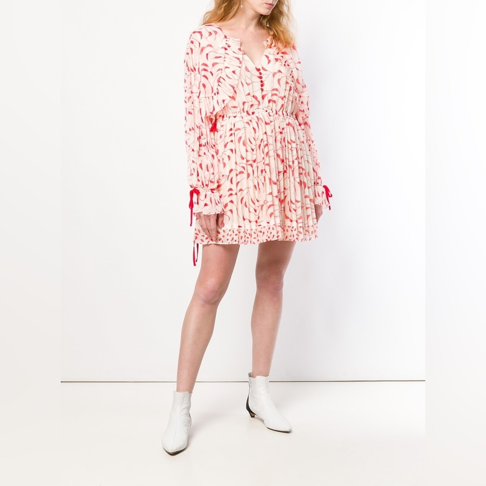 SELF-PORTRAIT Crescent Chiffon Printed Cape Dress
